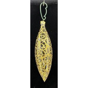 Vintage Blown Glass With Gold Glitter Swirls Ornament #1